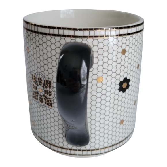 Anthropologie Gold Black Margot Mosaic Tile Letter N Initial Monogram Coffee Mug - Picture 4 of 6